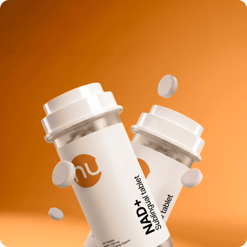 NAD+ rapid-dissolve tablet bottles