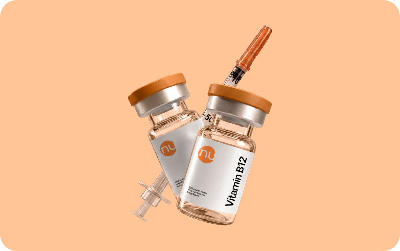 Vitamin B12 injection vials and syringe