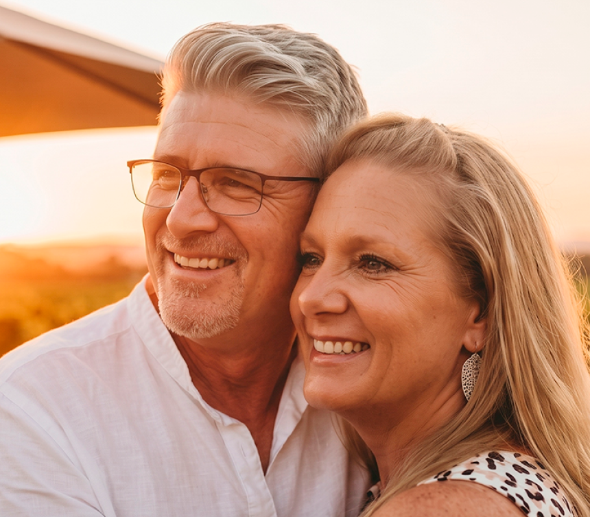 Smiling couple enjoying an active outdoor lifestyle