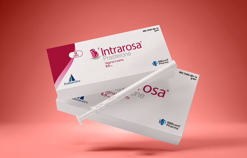Intrarosa prasterone vaginal insert and packaging