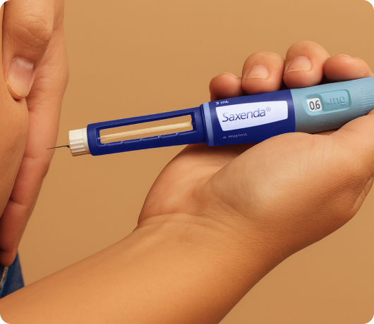 Hand holding injection pen