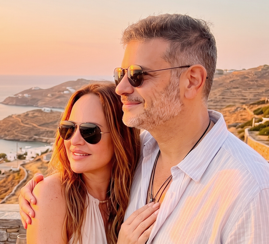Smiling couple overlooking the coast