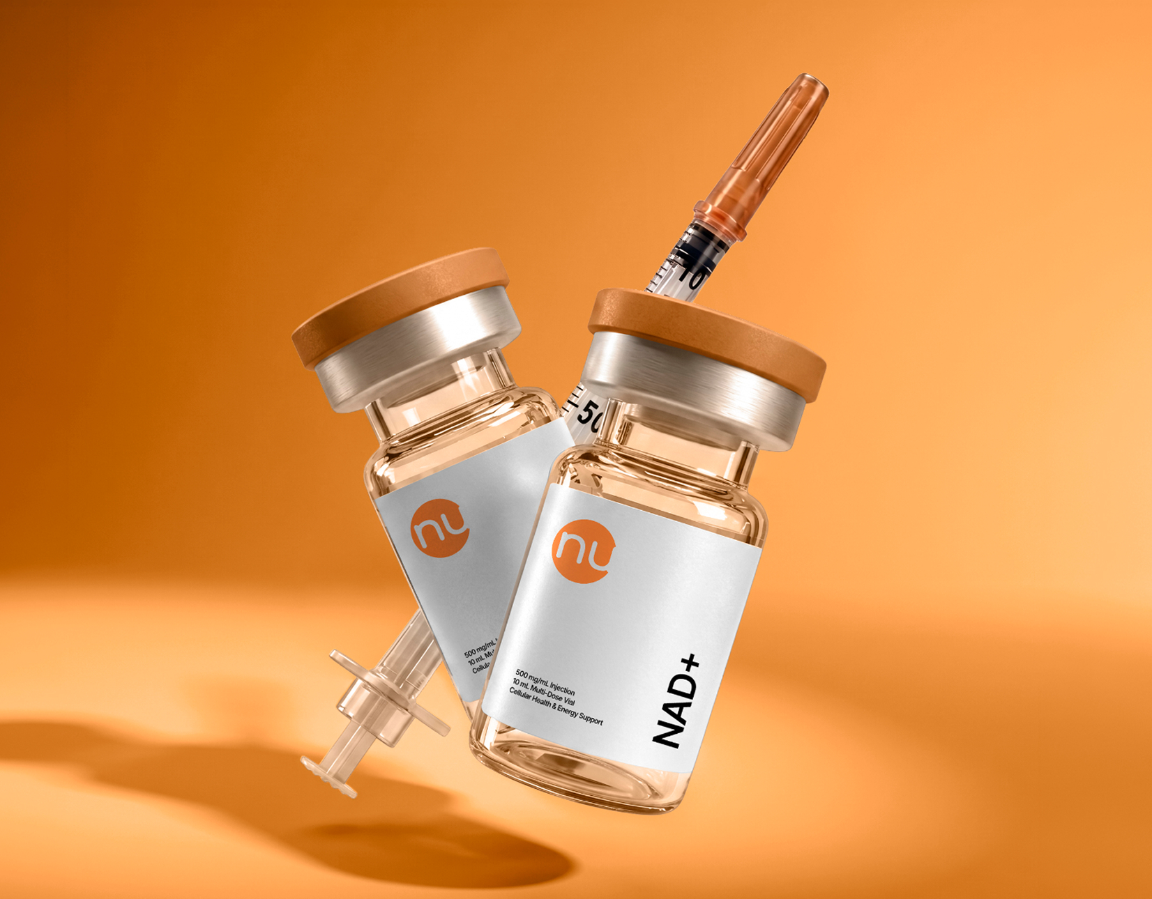NAD+ injection vials and syringe