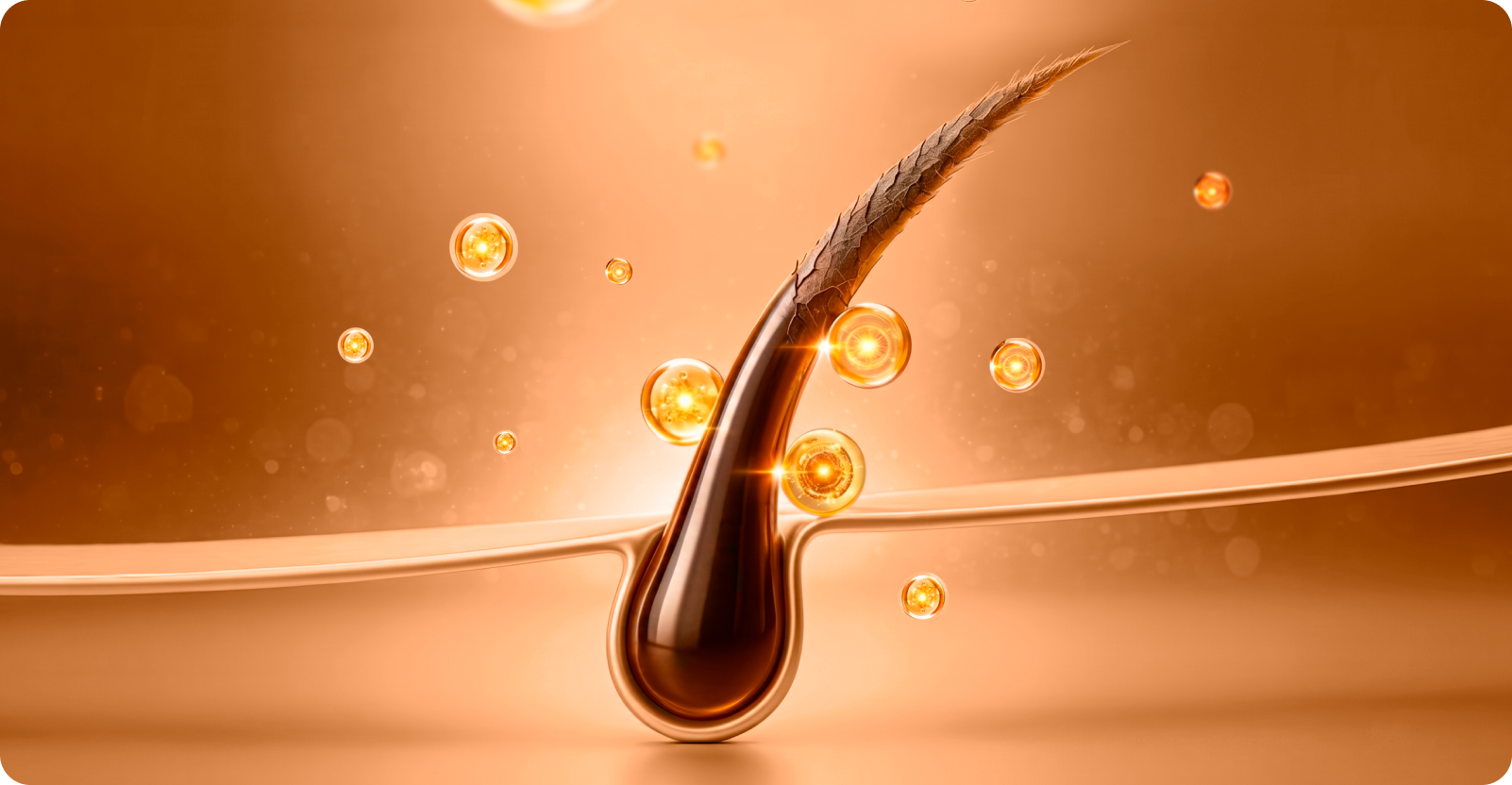 Illustration explaining the NuDew Max topical formula at the hair follicle