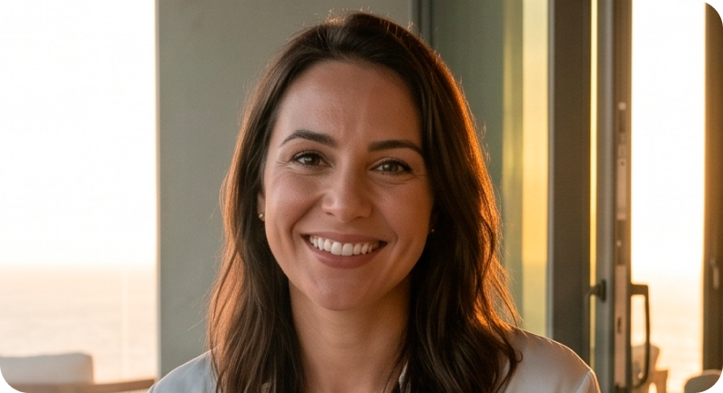 Smiling woman with healthy hair