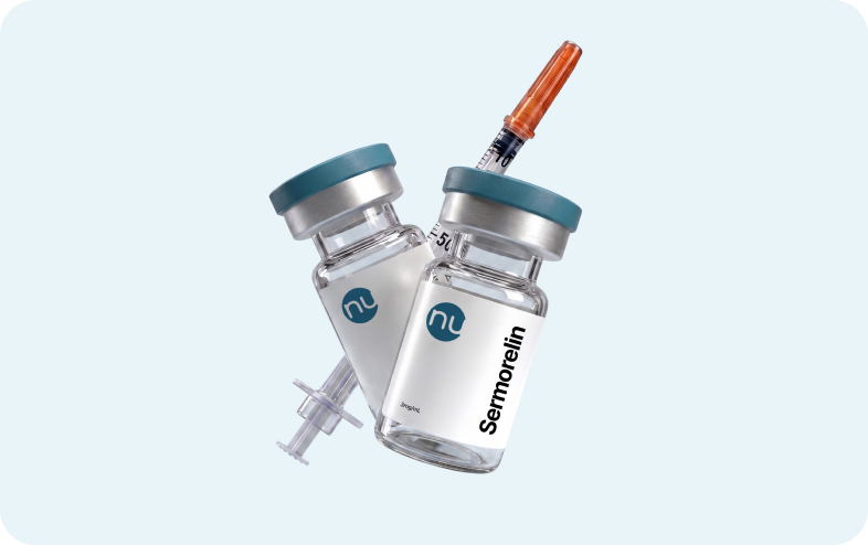 Sermorelin injection vials and syringe