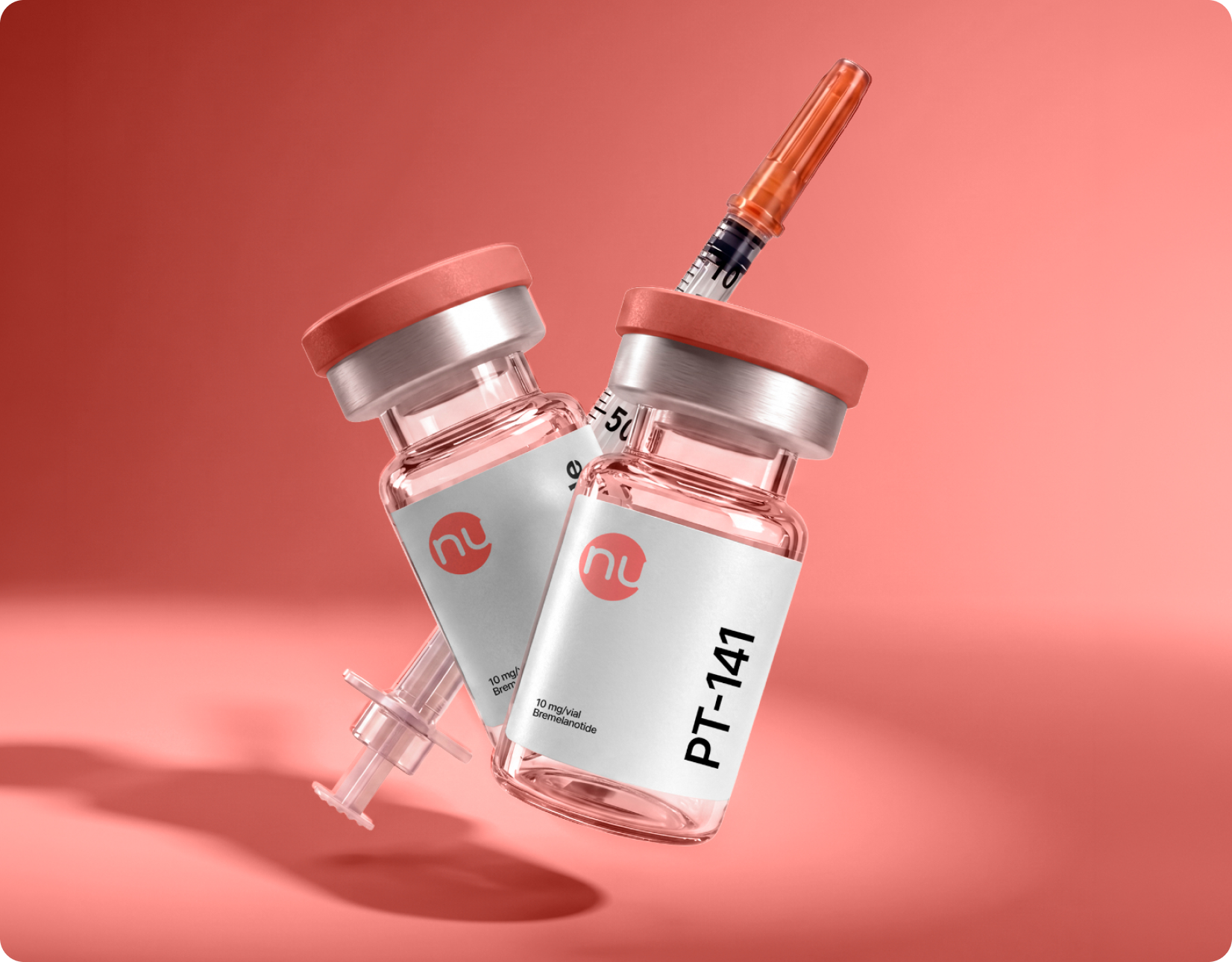 PT-141 injection vials and syringe