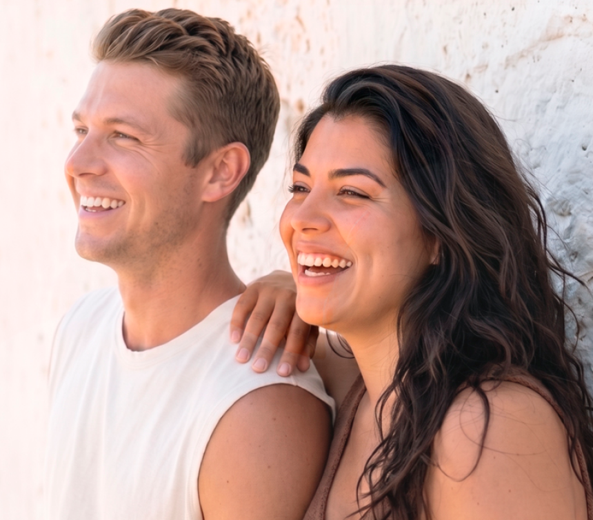 Couple smiling in the Semaglutide medical support hero