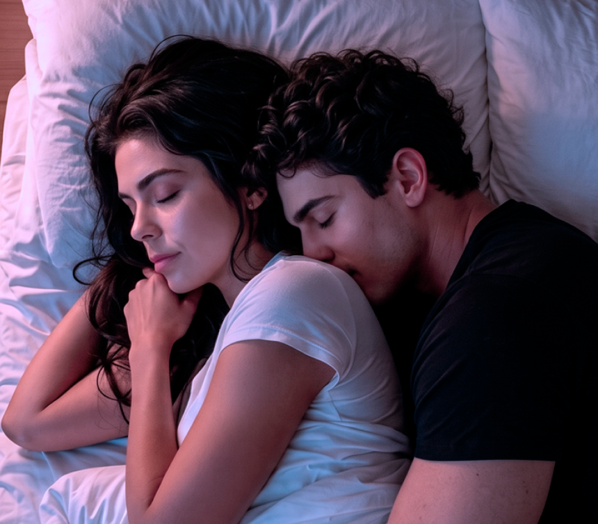 Couple resting together as part of a supported evening routine