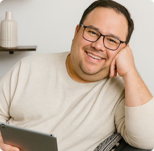 Happy person with glasses