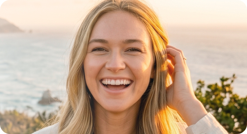 Smiling patient by the coast