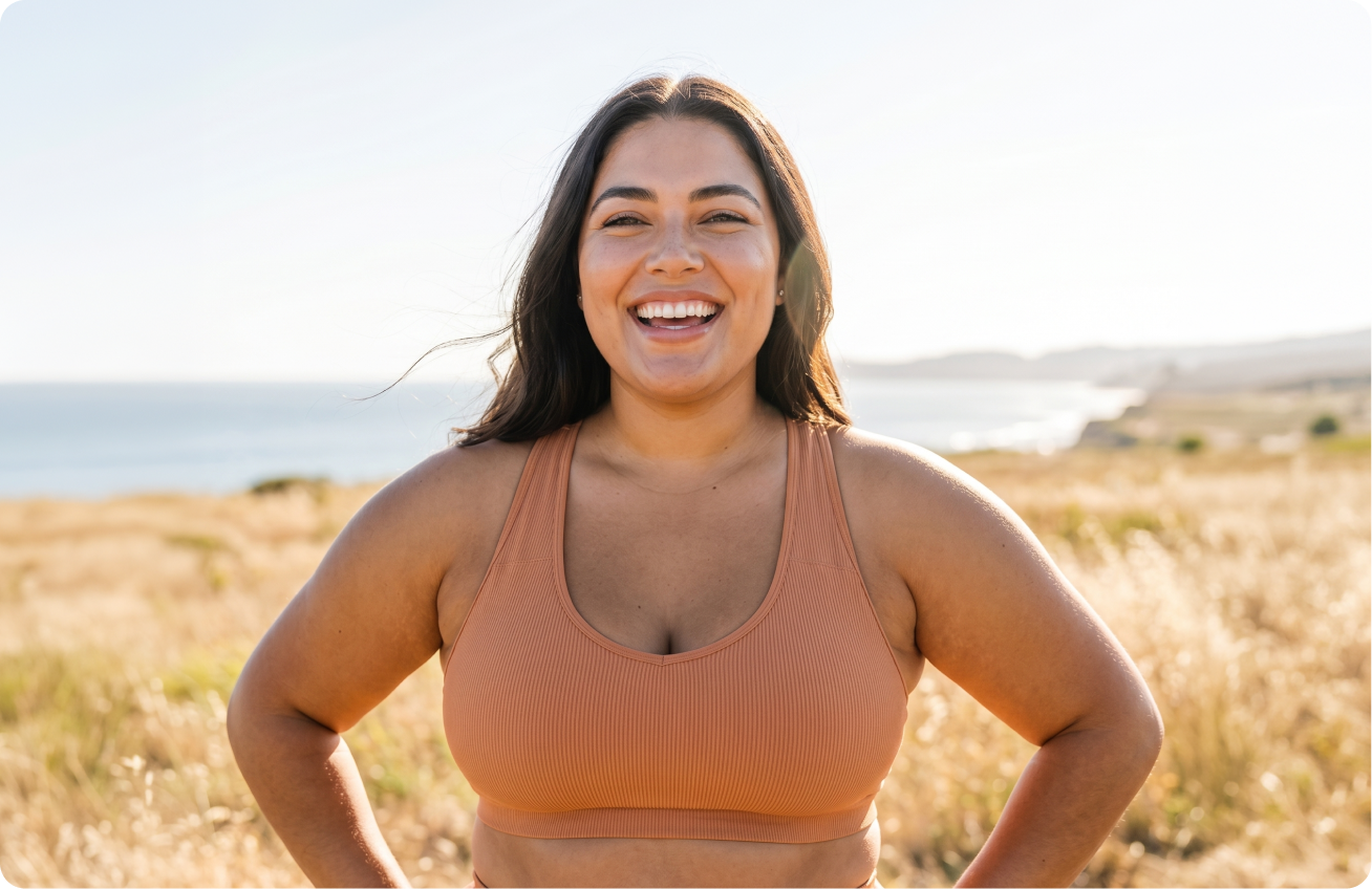 Nu Image patient outdoors after a weight loss and maintenance plan